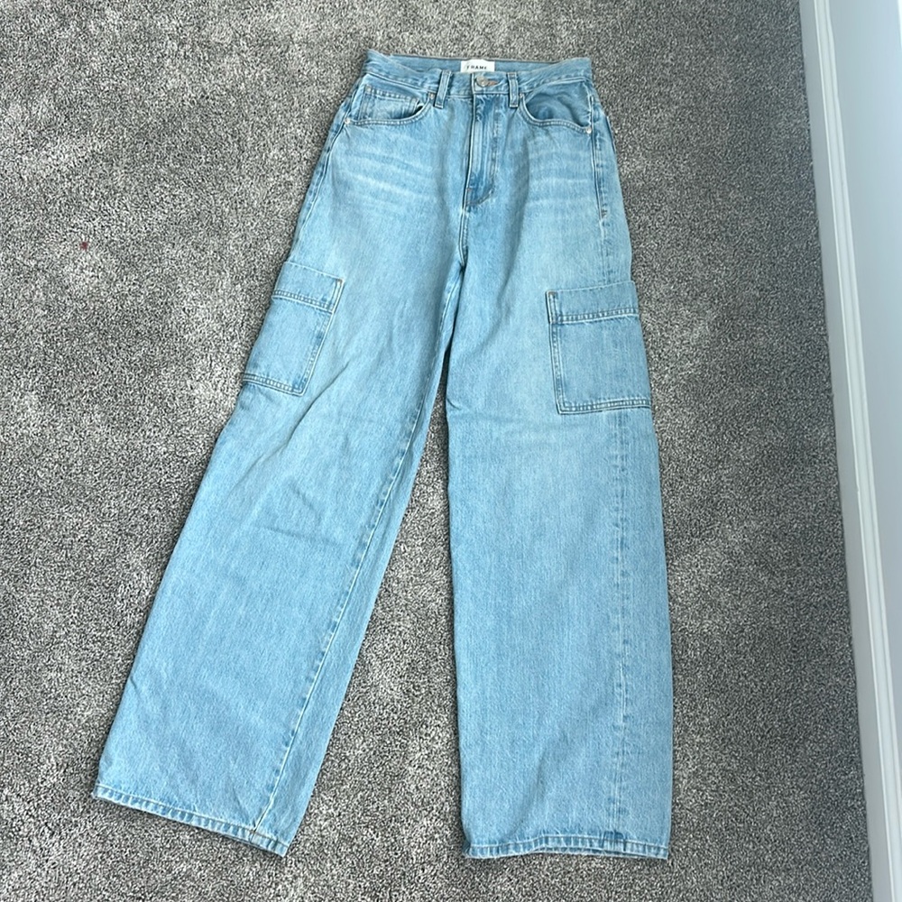 Frame Wide Leg Cargo Jeans (Size 26)